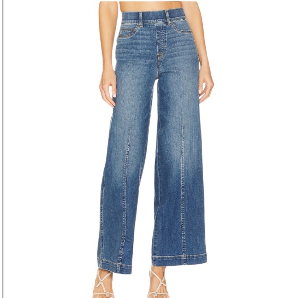Spanx Seamed Front Wide Leg Jean in Vintage Indigo Size Large 12-14